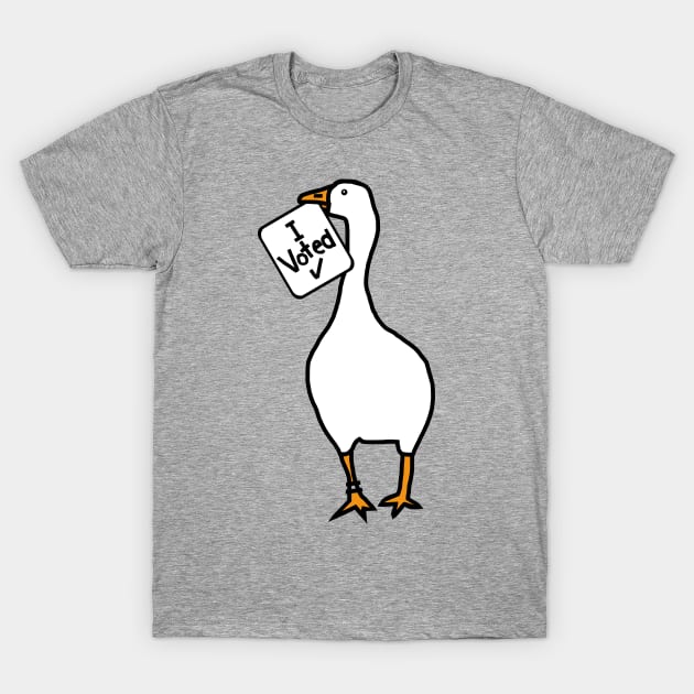 Goose with Stolen I Voted Sign T-Shirt by ellenhenryart